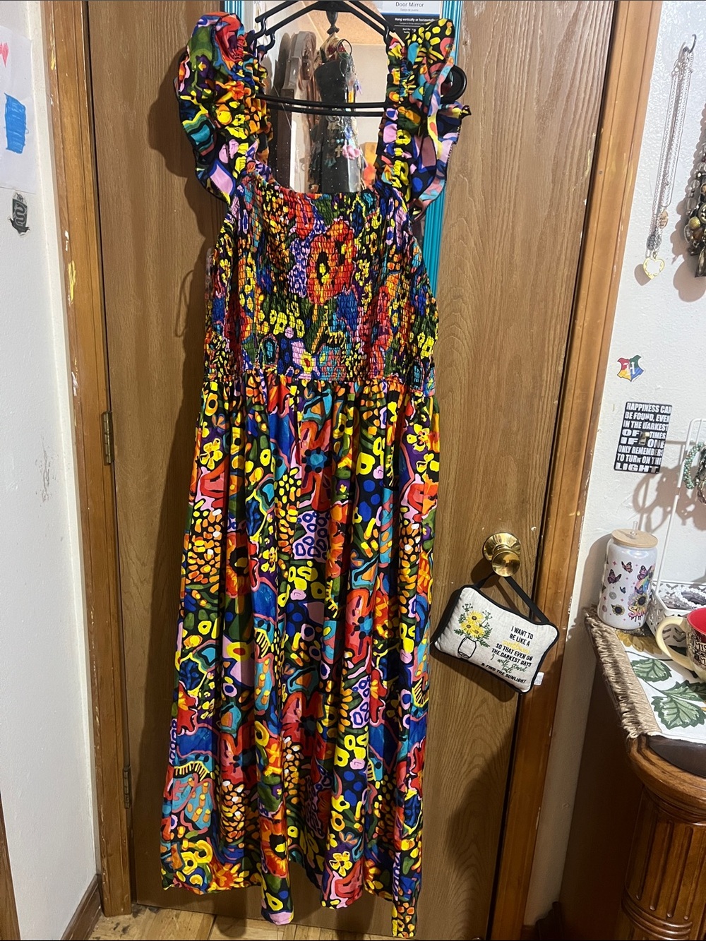Cato Multicolor Smocked Dress with Bright Floral Print